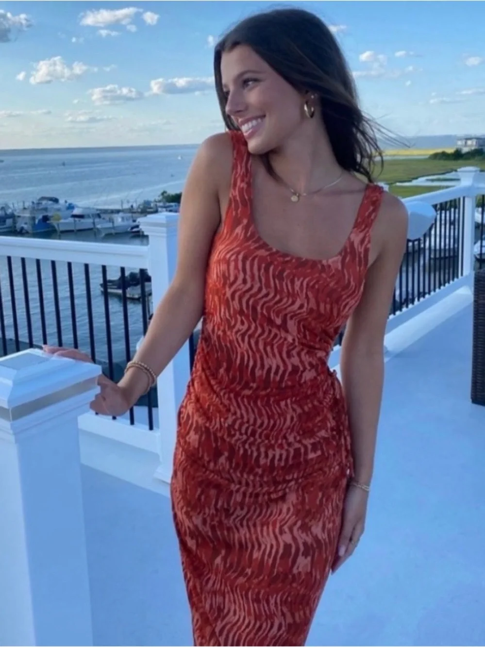 House Of Harlow 1960 Dresses | House Of Harlow 1960 Rust-Red Patterned Midi Dress | Color: Orange/Red | Size: S | Lizliz_23's Closet House Of Harlow 1960 Dresses | House Of Harlow 1960 Rust-Red Patterned Midi Dress | Color: Orange/Red | Size: S | Lizliz_23's Closet